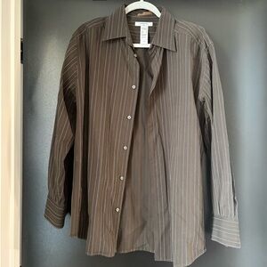 Claiborne Luxe Men's Dark Brown Pinstripe Shirt